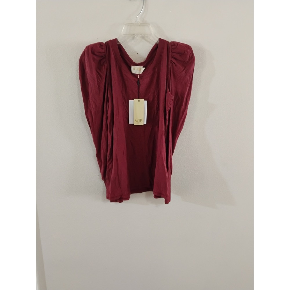 Nation LTD Los Angeles Womens Puff Sleeve Top Burgundy Red Size Small NWT